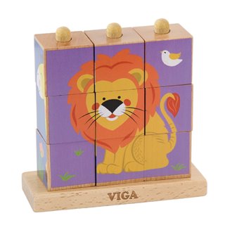 Viga Toys - Bilderwürfel Puzzle - Wildtiere